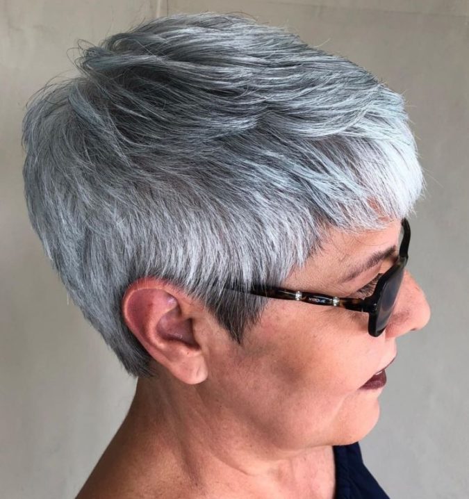 The neat feathered gray hair pixie 15 Beautiful Gray Hairstyles that Suit All Women Over 50 - 21