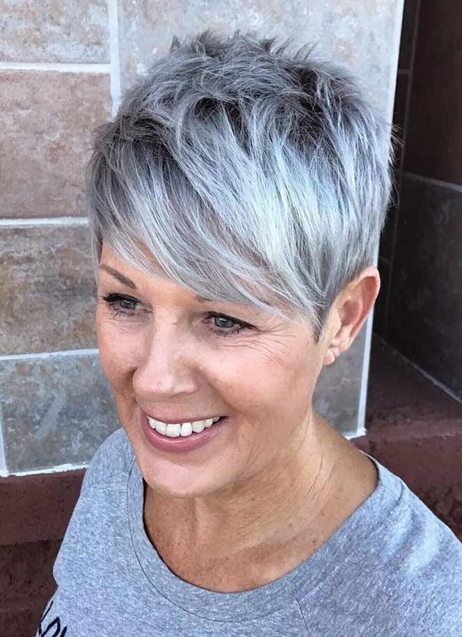 The neat feathered gray hair pixie. 2 32 Amazing Hairstyles for Women Over 60 to Look Younger - 13
