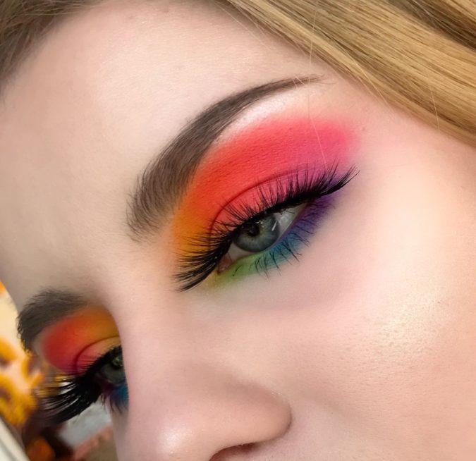 The rainbow eye makeup. Best 10 Colorful Face Makeup Looks to Try - 8