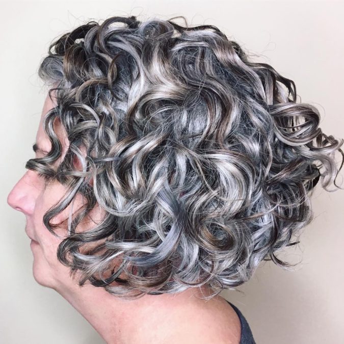 Silver Gray Curls 10 Hottest Hair Color Trends to Cover Gray Hair - 32