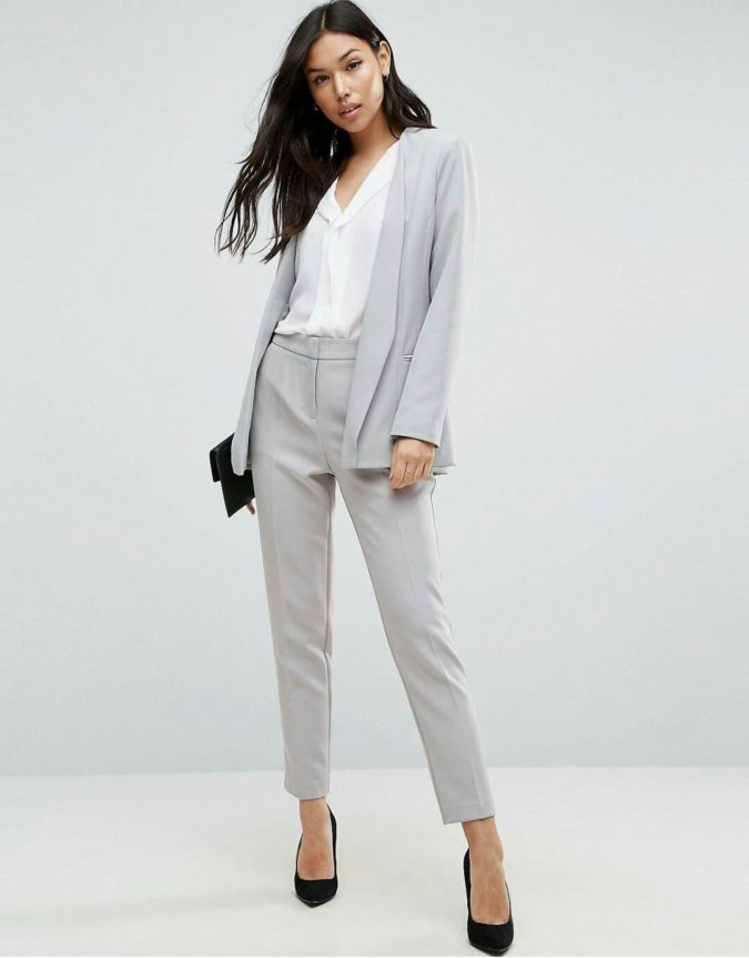 grey suit 60+ Job Interview Outfit Ideas for Women - 10