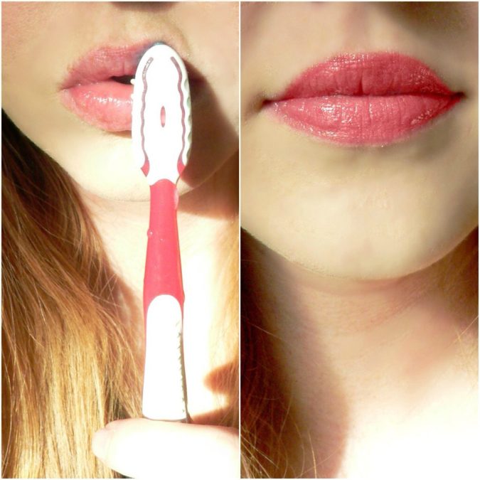 rub off lips with toothbrush 10 Tips for Gorgeous Natural Makeup Looks - 17
