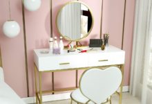 Hottest 50+ Stylish Makeup Vanity Ideas 113 A table set with round regular mirror 1 Hottest 50+ Stylish Makeup Vanity Ideas - 66 Pouted Lifestyle Magazine