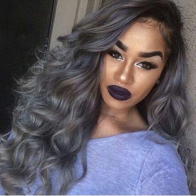 Dark grey. 1 +35 Hottest Hair Color Trends for Dark-Skinned Women - 56