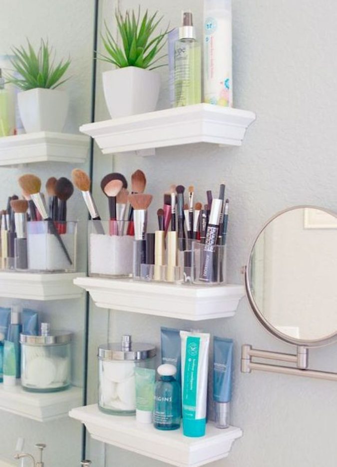 Floating shelf Hottest 50+ Stylish Makeup Vanity Ideas - 9