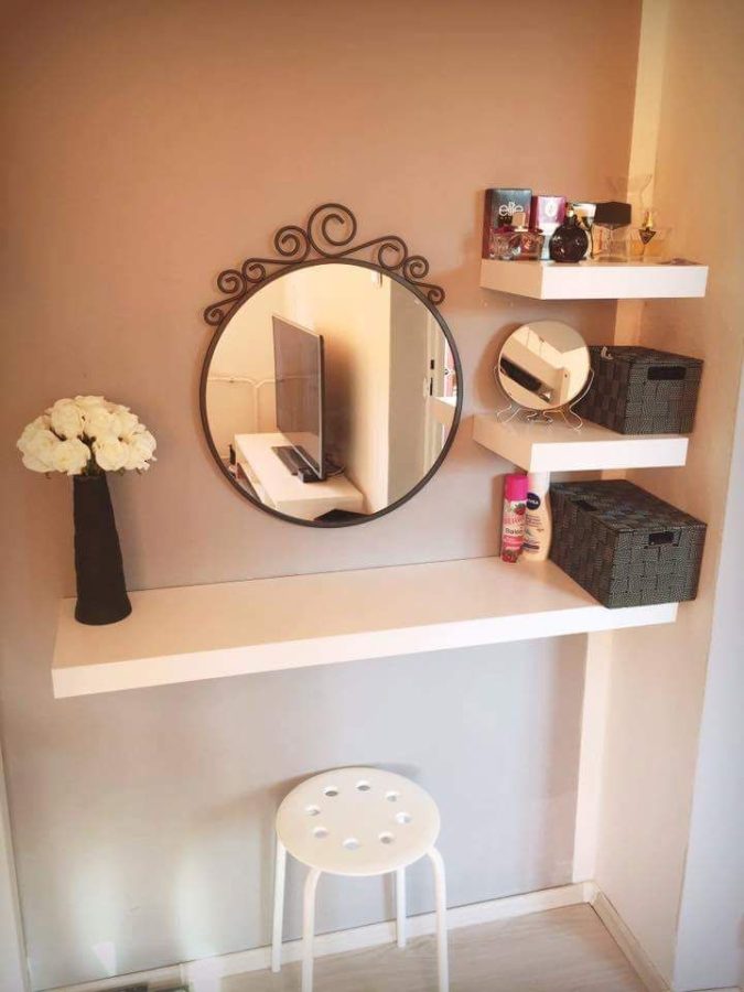Featured image of post Floating Shelf Makeup Vanity : Read our favorite floating shelf ideas to get inspiration for every room.