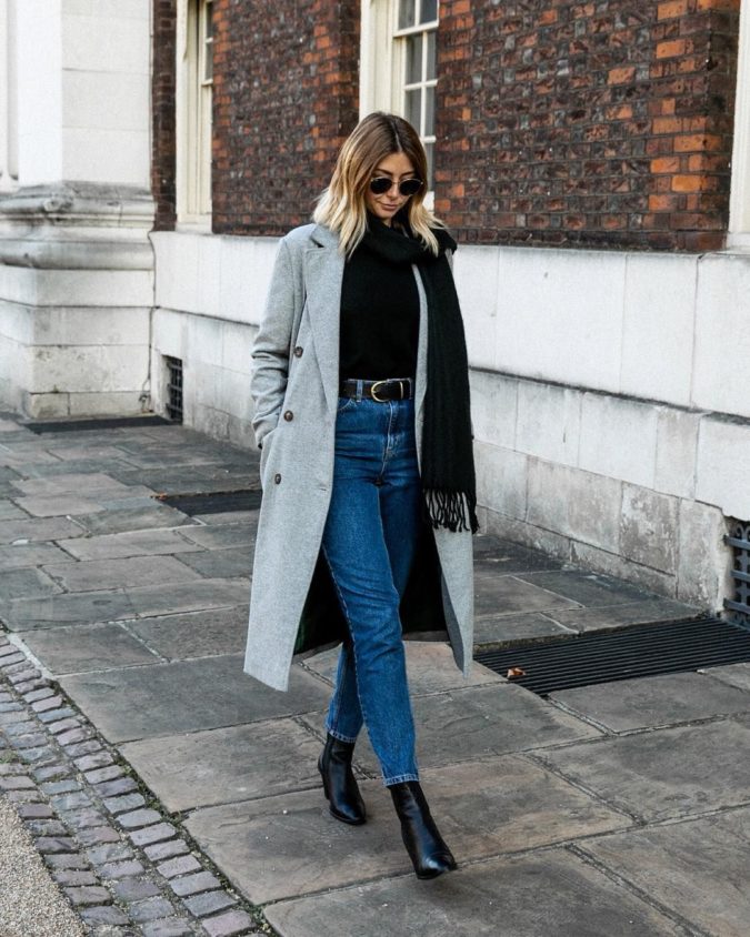 Long jacket boots and jean. 120+ Fashion Trends and Looks for College Students - 5