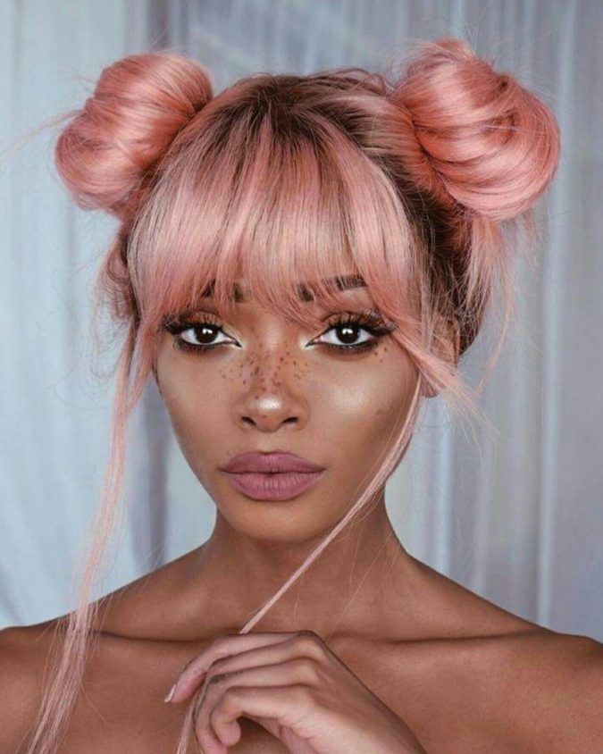 Peachy Pink 3 +35 Hottest Hair Color Trends for Dark-Skinned Women - 21