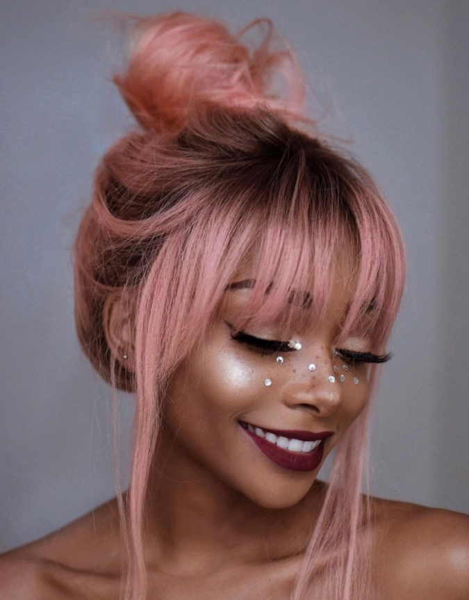 +35 Hottest Hair Color Trends for Dark-Skinned Women 19 Peachy Pink +35 Hottest Hair Color Trends for Dark-Skinned Women - 19
