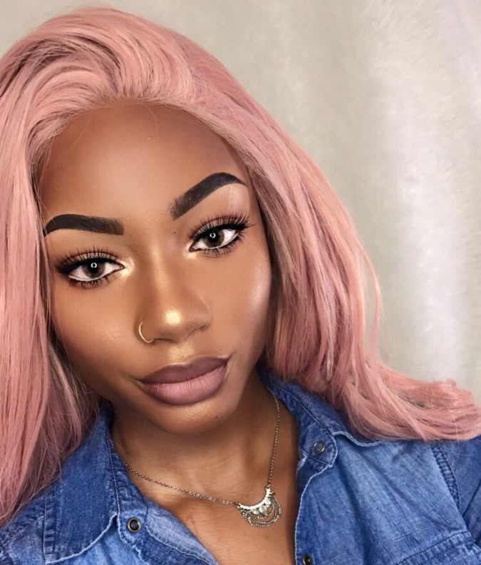 Peachy Pink. 2 +35 Hottest Hair Color Trends for Dark-Skinned Women - 22