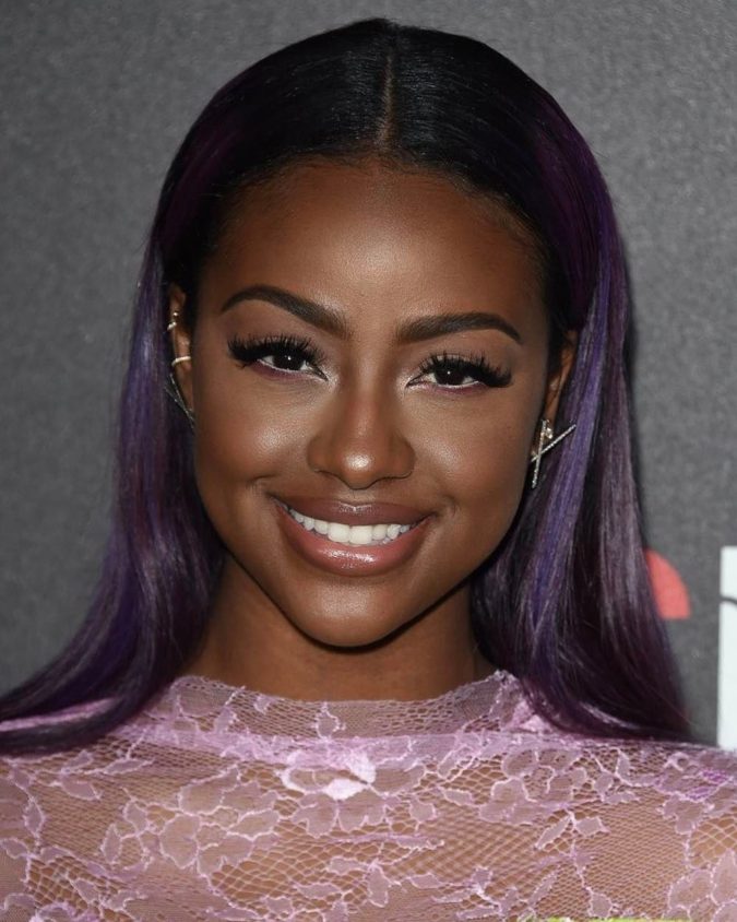 Purple Highlights 1 +35 Hottest Hair Color Trends for Dark-Skinned Women - 7