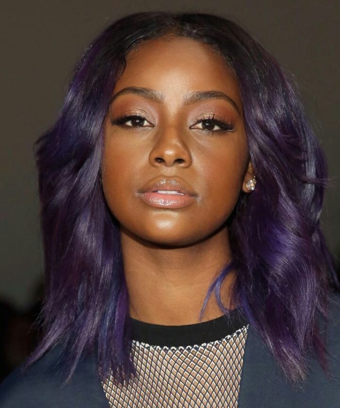 Purple-Highlights-2-675x810 +35 Hottest Hair Color Trends for Dark-Skinned Women