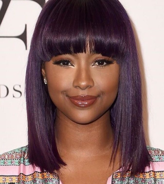 Purple Highlights.. +35 Hottest Hair Color Trends for Dark-Skinned Women - 10