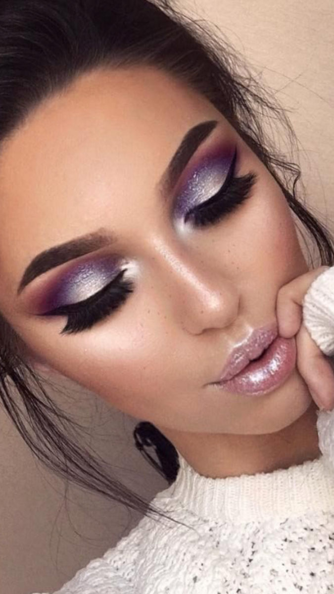 Purple-blended-with-Silver-1-675x1200 60+ Hottest Smokey Eye Makeup Looks in 2022