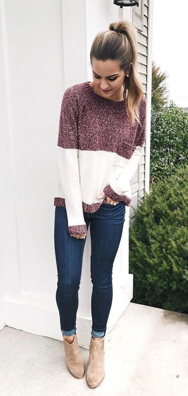 120+ Fashion Trends and Looks for College Students 1 Sweater and jeans. 120+ Fashion Trends and Looks for College Students - 1
