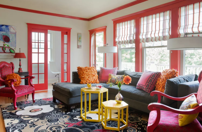 70+ Hottest Colorful Living Room Decorating Ideas 69 Vibrant trim living room 70+ Hottest Colorful Living Room Decorating Ideas - 69