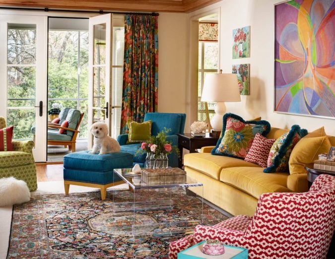 Vibrant trim.. 2 70+ Hottest Colorful Living Room Decorating Ideas - 72