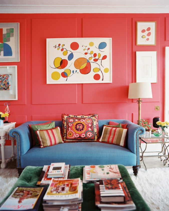 Vibrant trim... 70+ Hottest Colorful Living Room Decorating Ideas - 65