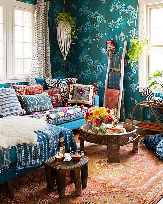 Vintage-bohemian-living-room-1-675x846 70+ Hottest Colorful Living Room Decorating Ideas in 2022