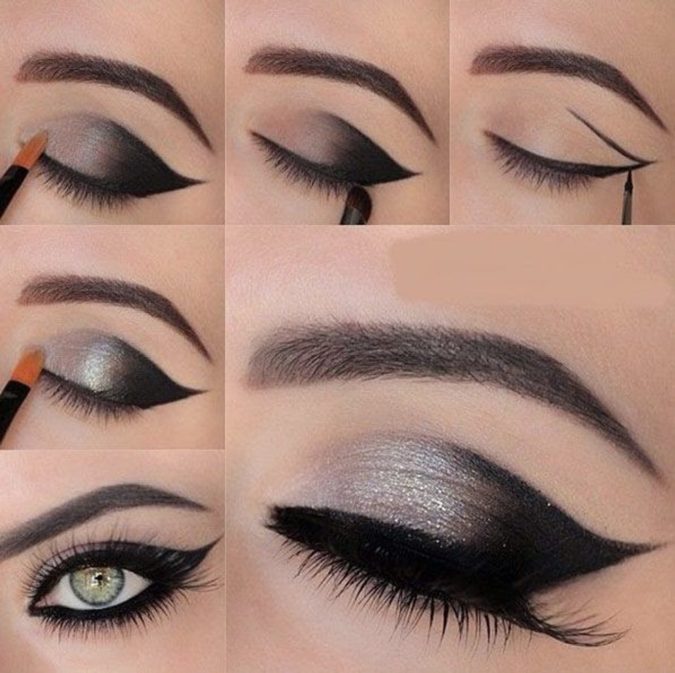 black-and-silver-1-675x673 60+ Hottest Smokey Eye Makeup Looks in 2022