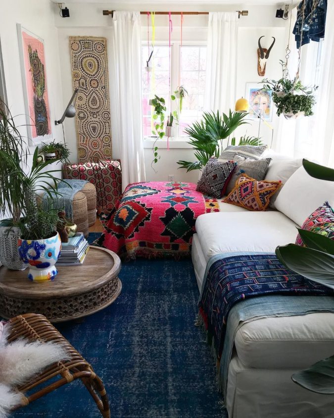 bohemian living room 70+ Hottest Colorful Living Room Decorating Ideas - 1