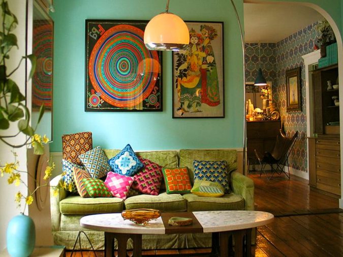 bohemian-living-room.-675x506 70+ Hottest Colorful Living Room Decorating Ideas in 2022