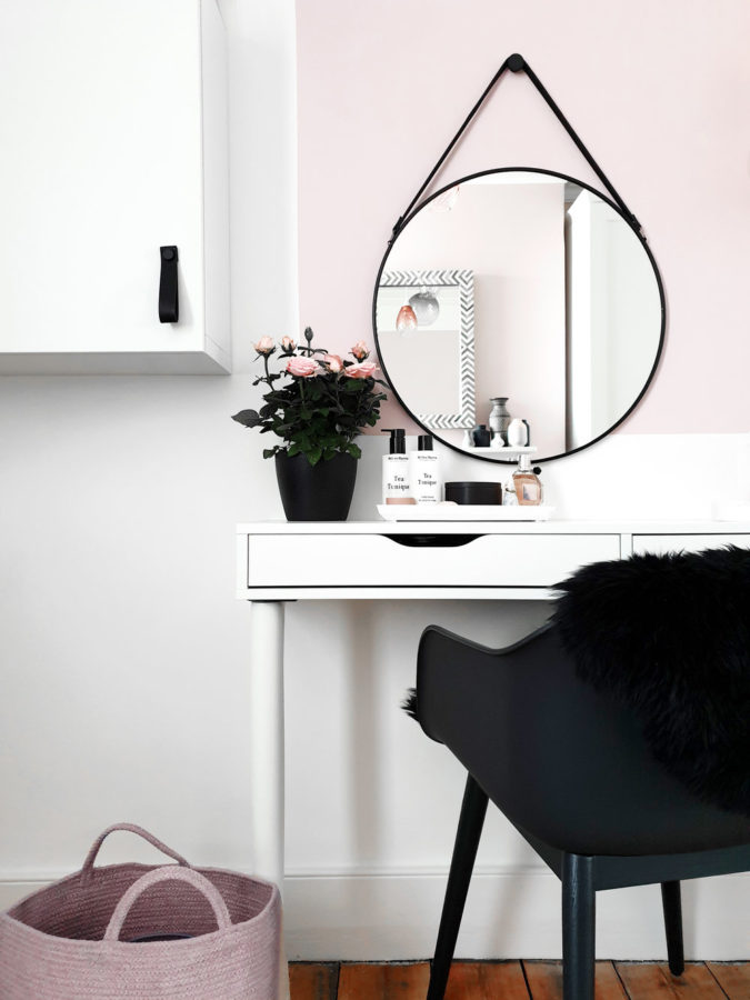 round regular mirror. 1 Hottest 50+ Stylish Makeup Vanity Ideas - 22