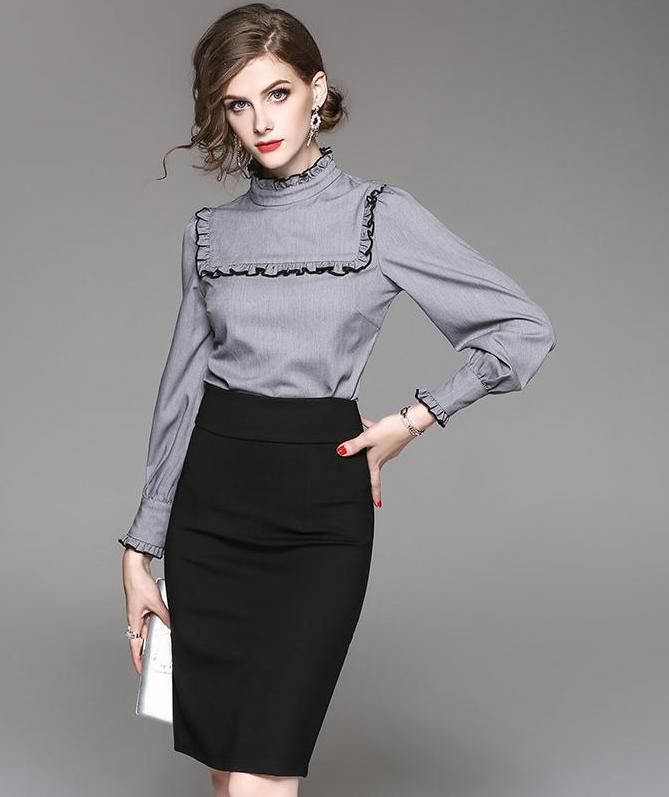 women business outfit skirt and shirt 2 What Women Should Wear for a Business Meeting [60+ Outfit Ideas] - 16