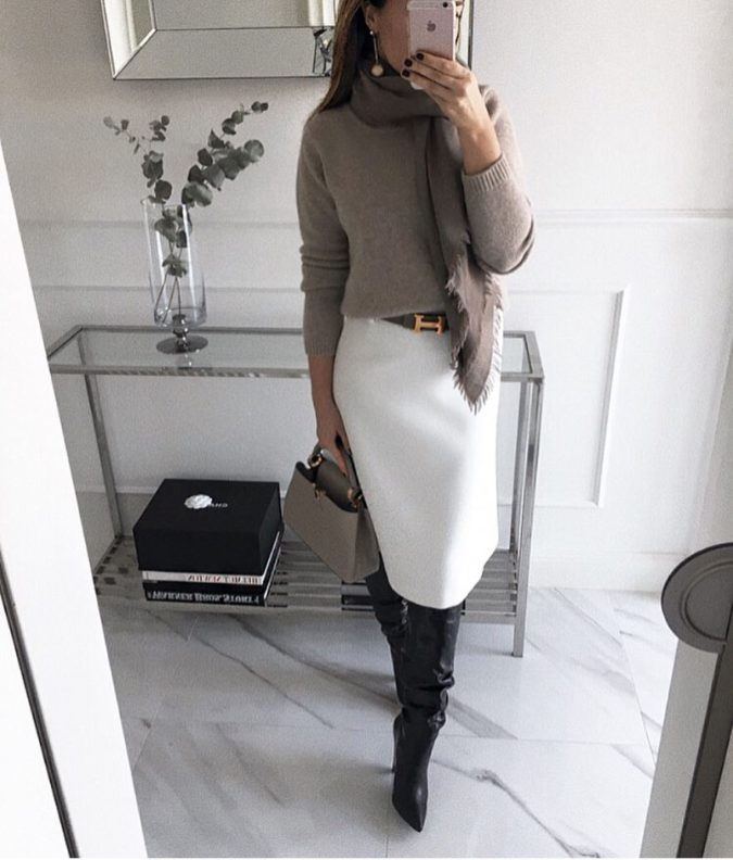 women business outfit sweater pencil skirt What Women Should Wear for a Business Meeting [60+ Outfit Ideas] - 6