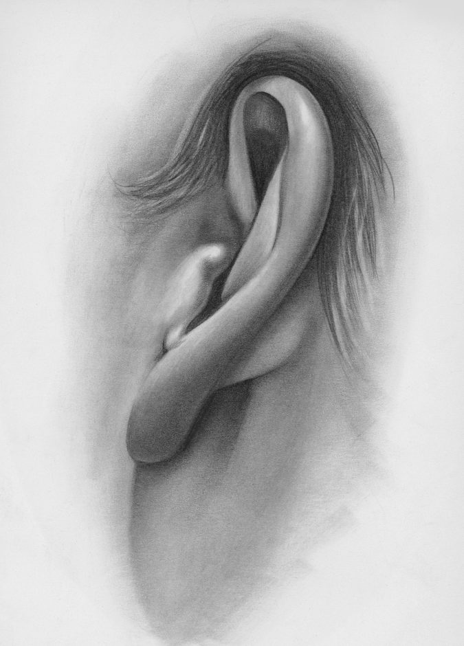 Adding the ear. How to Draw a Realistic Face Step By Step - 18