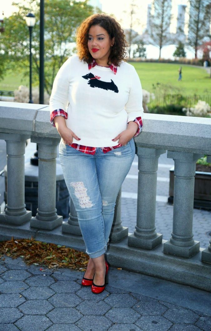 115+ Elegant Work Outfit Ideas for Plus Size Ladies 3 Button shirt sweater and pants. 1 115+ Elegant Work Outfit Ideas for Plus Size Ladies - 3