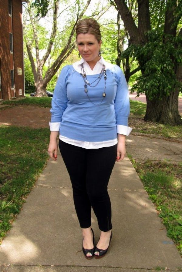 115+ Elegant Work Outfit Ideas for Plus Size Ladies 4 Button shirt sweater and pants.. 1 115+ Elegant Work Outfit Ideas for Plus Size Ladies - 4