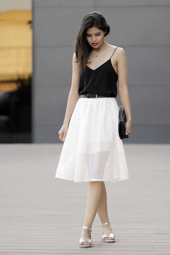 Camisole and a skirt. 140 First-Date Outfit Ideas That Make You Special - 16