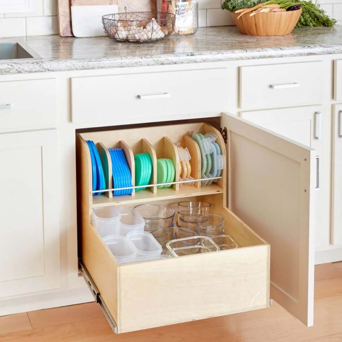 Food-container-drawer-organizer-675x675 100+ Smartest Storage Ideas for Small Kitchens in 2022