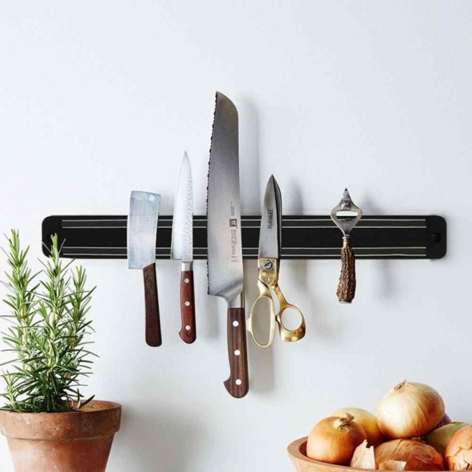 Knife bar 1 1 100+ Smartest Storage Ideas for Small Kitchens - 47