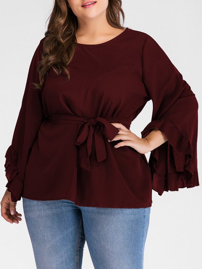 Long sleeve blouse 2 115+ Elegant Work Outfit Ideas for Plus Size Ladies - 5