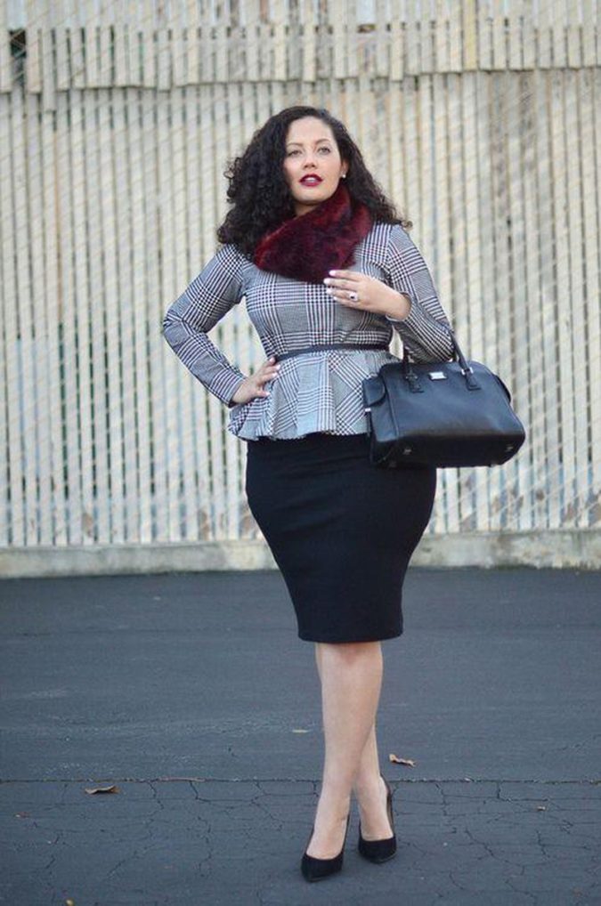 115+ Elegant Work Outfit Ideas for Plus Size Ladies 6 Long sleeve blouse and skirt 2 115+ Elegant Work Outfit Ideas for Plus Size Ladies - 6