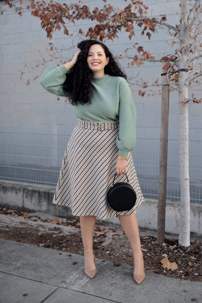Long-sleeve-blouse-and-skirt.-2-675x1013 115+ Elegant Work Outfit Ideas for Plus Size Ladies