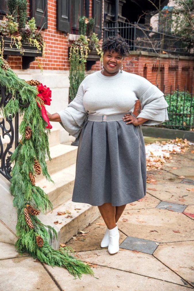 115+ Elegant Work Outfit Ideas for Plus Size Ladies 3 Long sleeve blouse and skirt. 115+ Elegant Work Outfit Ideas for Plus Size Ladies - 3