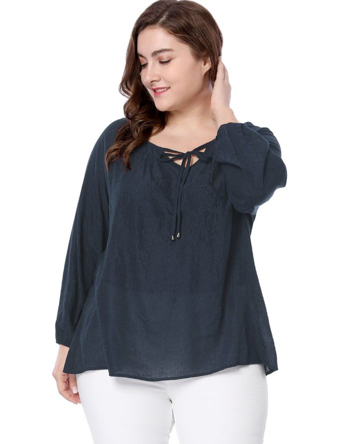 Long-sleeve-blouse..-1-675x888 115+ Elegant Work Outfit Ideas for Plus Size Ladies