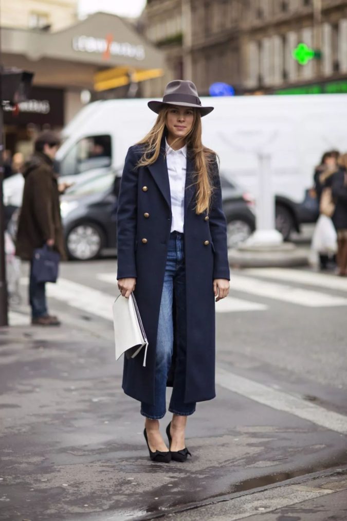 140+ Lovely Women's Outfit Ideas for Winter 23 Navy overcoat 140+ Lovely Women's Outfit Ideas for Winter - 23