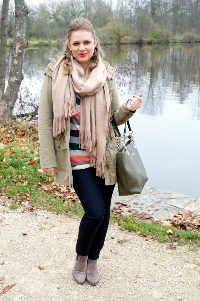 Parka jacket and a scarf . 140+ Lovely Women's Outfit Ideas for Winter - 2