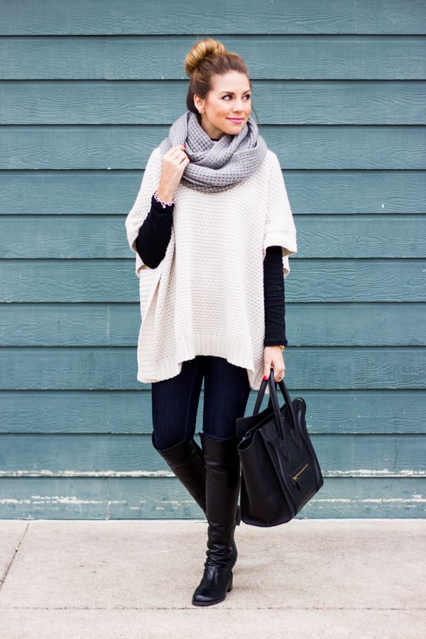 140+ Lovely Women's Outfit Ideas for Winter 13 Poncho jacket and jeans.. 140+ Lovely Women's Outfit Ideas for Winter - 13