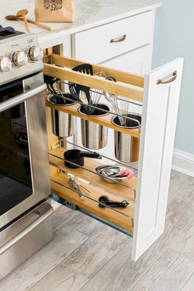 Pull-out-pantry-1-675x1012 100+ Smartest Storage Ideas for Small Kitchens in 2022