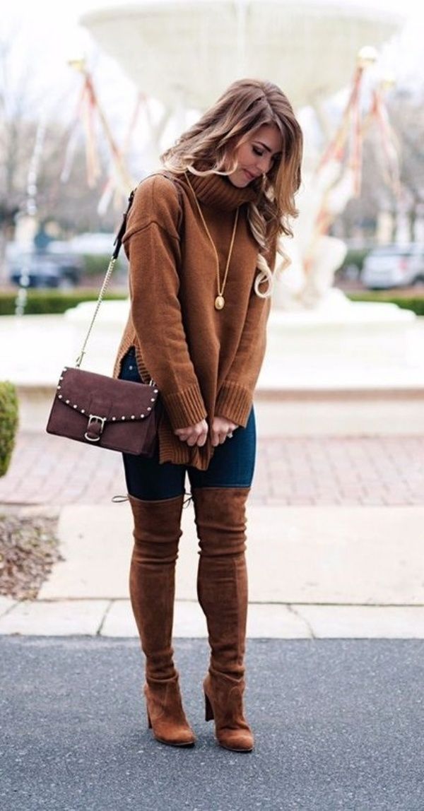 Sweater and boots.. 1 140+ Lovely Women's Outfit Ideas for Winter - 7