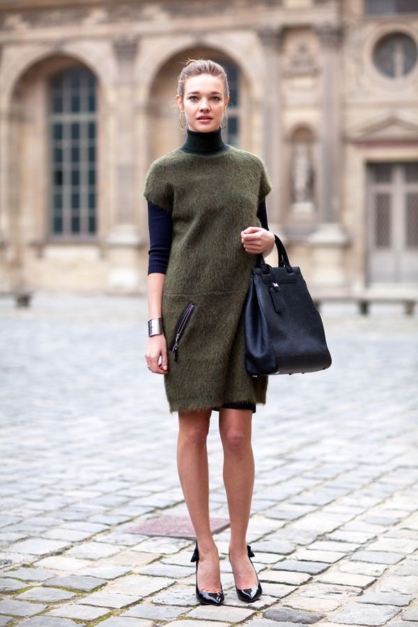 Turtlenecks under dress. 140+ Lovely Women's Outfit Ideas for Winter - 39