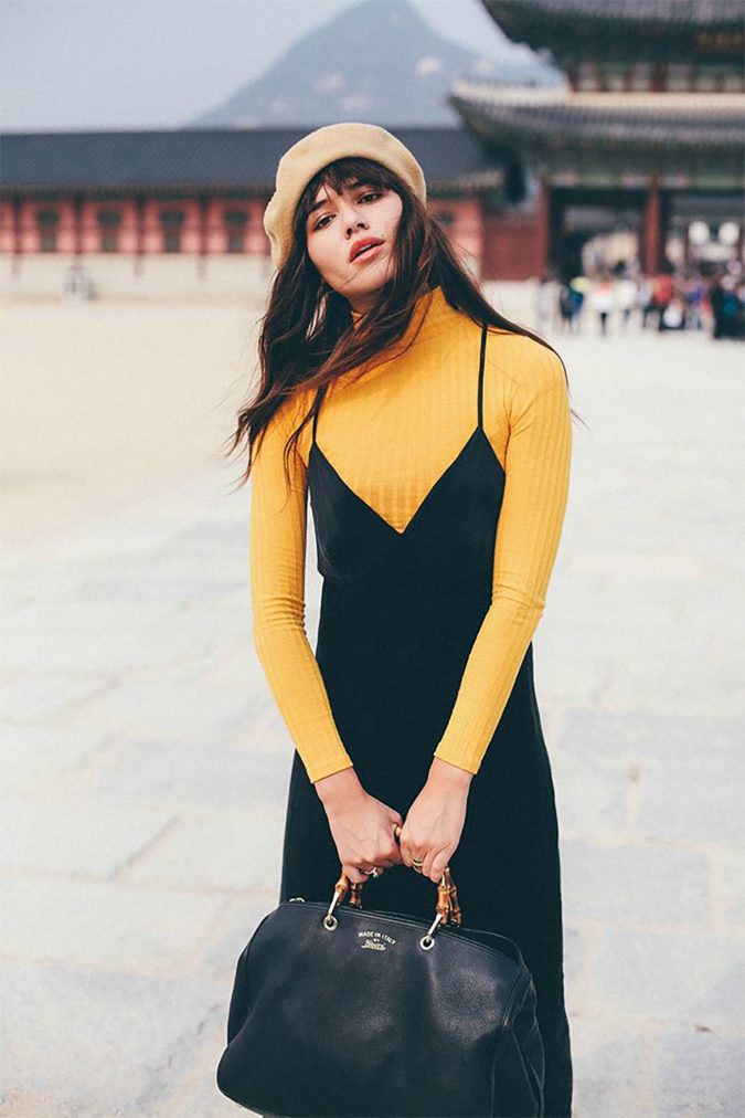Turtlenecks under dresse 140+ Lovely Women's Outfit Ideas for Winter - 43