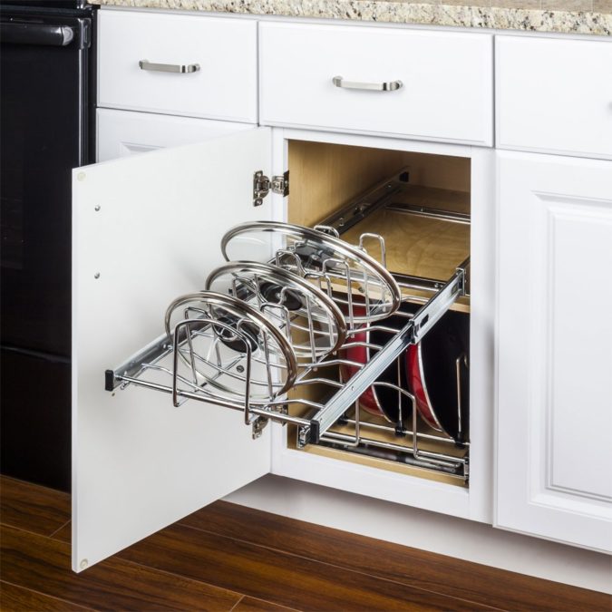 Using expandable cookware organizer 100+ Smartest Storage Ideas for Small Kitchens - 32