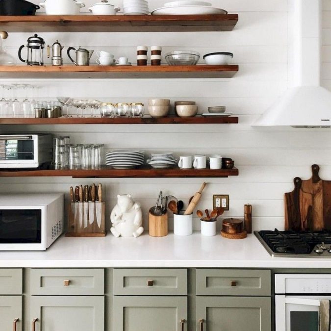 Using shelves 100+ Smartest Storage Ideas for Small Kitchens - 58