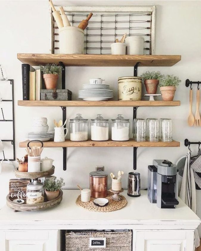 Using shelves 100+ Smartest Storage Ideas for Small Kitchens - 54